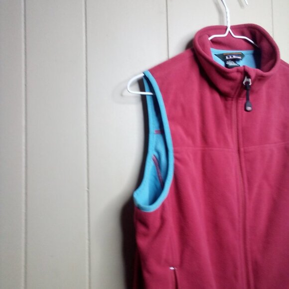 L.L. Bean Fleece Vest S Full Zip Red Blue - Picture 7 of 9
